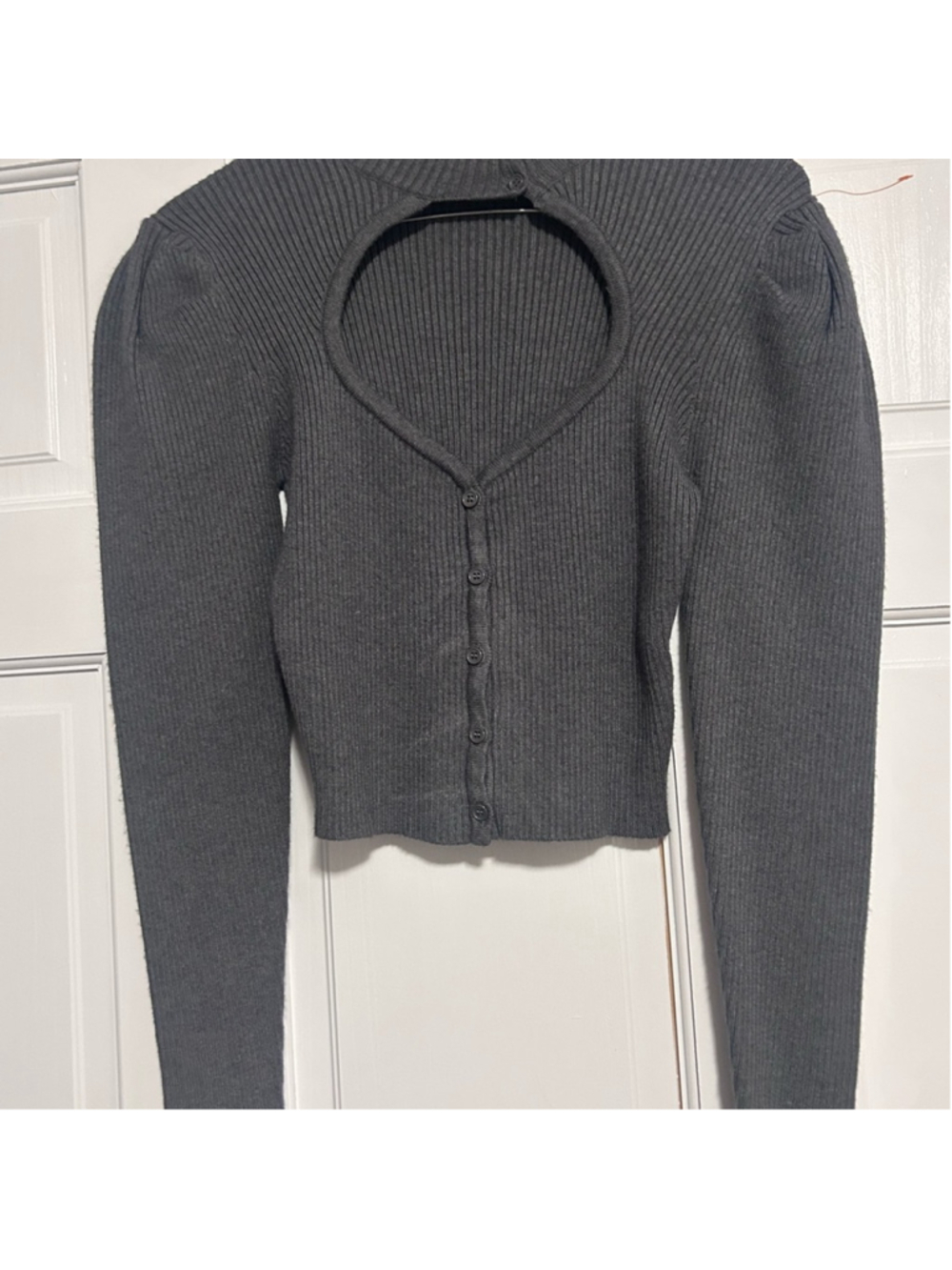 Zara Charcoal Gray Ribbed Cutout Button-Front Top
#52 - Picture 4 of 5